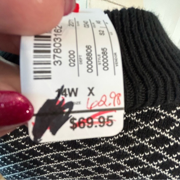 NWT CJ Banks black white knit cardigan sweater Size X/14W - Picture 5 of 11